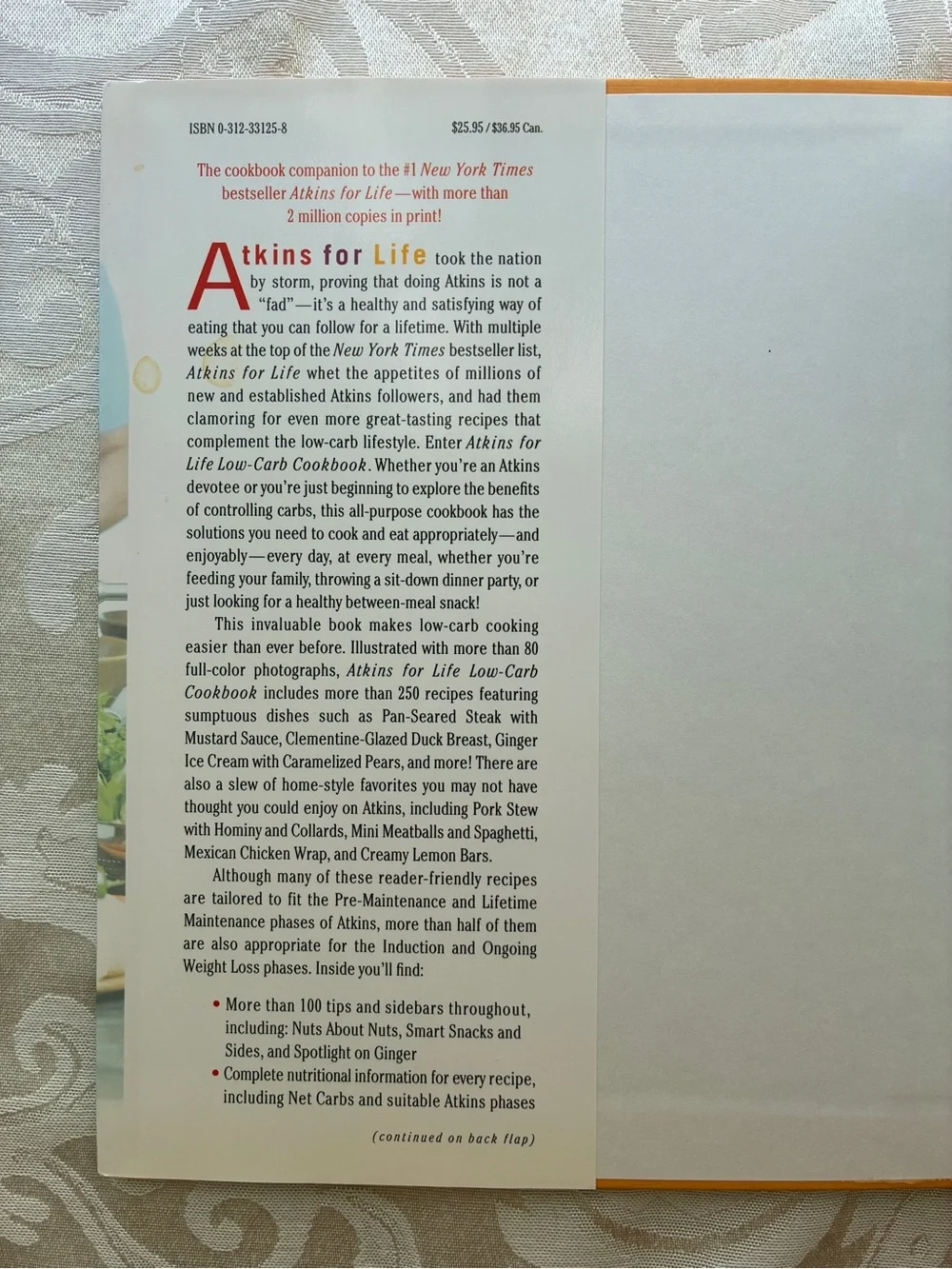 NWOT Atkins for Life: Low-Carb Cookbook by Veronica Atkins Hardcover 368 Pages